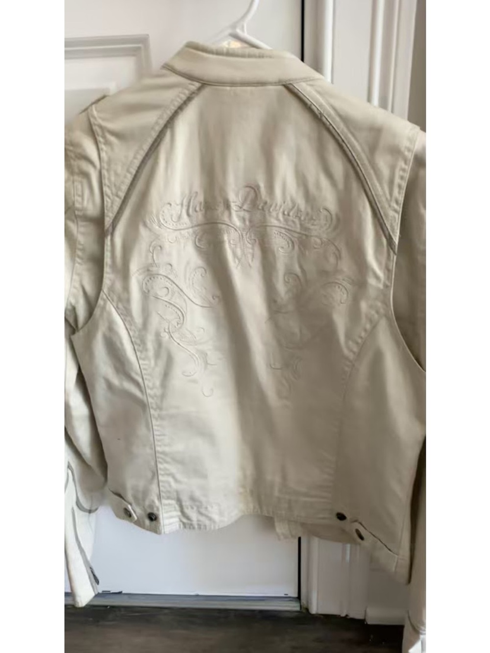 Harley-Davidson Cream Embroidered Back Denim Jacket
